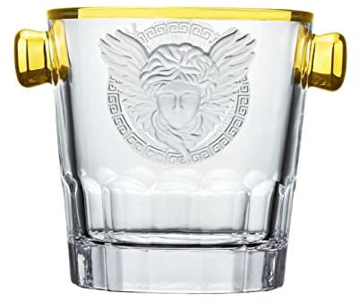 Seau à glaçons Seau à glace en verre cristal transparent avec poignées, seau à vin transparent rond for boissons, luxueux refroidisseur de boissons for bouteilles de bière, grande poubelle à champagne