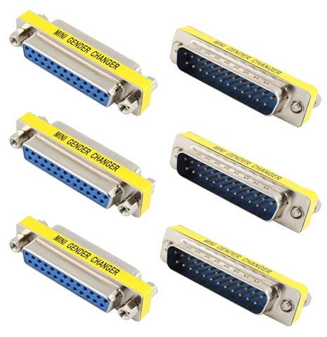 bociloy 6Pcs 25Pin Male to Female Mini Gender Changer Coupler Adapter DB25 Serial Cable Gender Changer VGA Coupler