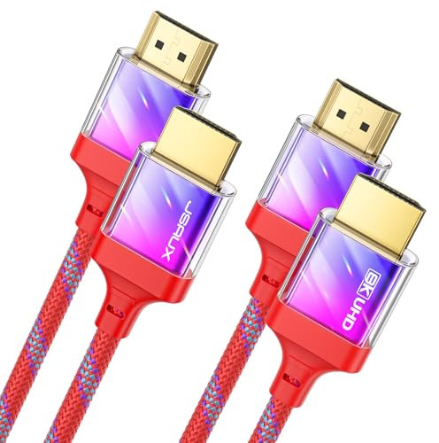 JSAUX 8K HDMI Kabel 3Meter 2-Stück | 4K HDMI 2.1 Kabel 48Gbps High Speed HDMI | 4K@120Hz 144Hz, 8K@60Hz, HDCP 2.2 & 2.3, HDR 10+, eARC Kompatibel mit Monitor UHD TV PS5 PS4 Dolby Vision -Farbverlauf