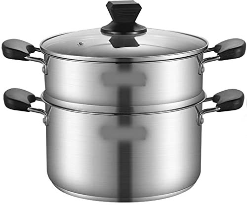 GUHPZA Vaporiera per Uso Domestico in Acciaio Inossidabile 304, pentola per Cottura a Vapore addensata, pentola per Cottura a induzione a Gas, 26 cm