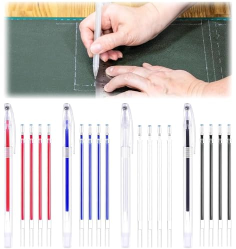 Rotulador Textil, Rotuladores Tela, Para Telas En 4 Colores Diferentes, Boli tela borrable plancha, Marcadores de Costura Borrables con Calor, Incluye Bolígrafos Vacíos y Recargas (24)
