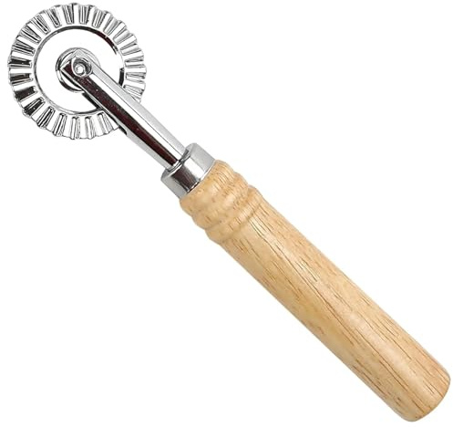 Pastry Cutter Wheel with Wood Handle Pasta Cutter Wheel Ergonomic DIY Zinc Alloy Ravioli 6.3x1.6in Pastry Cutter Tool for Pasta Ravioli Dumplings Lasagna Cookie