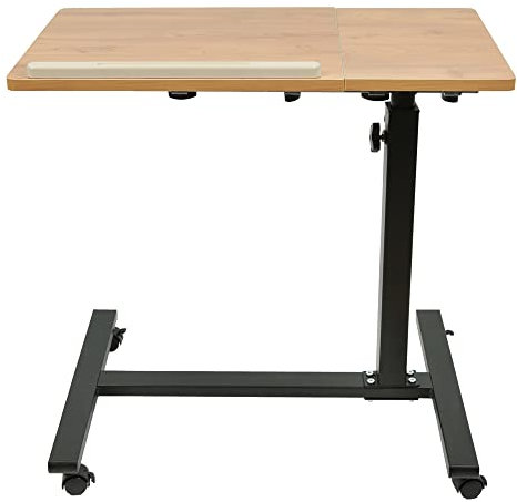 Table de Lit a Roulette Médical,2 Plateaux Table Hôpital,Tablette Médicale Réglable, d'Appoint en Forme de C,Table pour Manger Canapé, Handicapés
