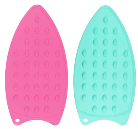 QUARKZMAN 2 Pezzi Tappetino Silicone per Ferro da Stiro, Tappetino Multiuso Resistente al Calore per Ferro da Stiro, Piastra di Appoggio per Tavolo da Stiro, Fuchsia/Turchese