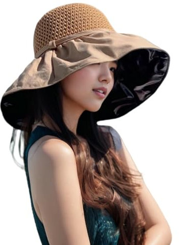 Yuyihengxin Sombrero de Pescador Protección Solar Glue Negro Gat Al Aire Libre-Caqui