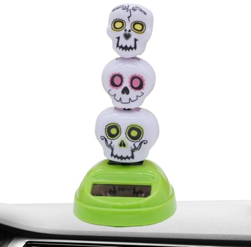 doyandader Juguetes Dancing Solares - Figuras de Coche con 3 Cabezales de Cráneo Oscilantes | de Mesa, Accesorios Interiores Auto, Decoración de Hogar para Fiesta de Halloween y Oficina