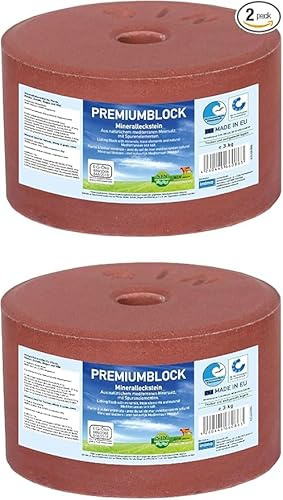 Salt Lick for Horses – PREMIUMBLOCK Mineral Block with Trace Elements & Mediterranean Sea Salt – Set 2 x 3kg – Supports Metabolism, Health & Deficiency Prevention for Horses, Cattle, Sheep & Goats