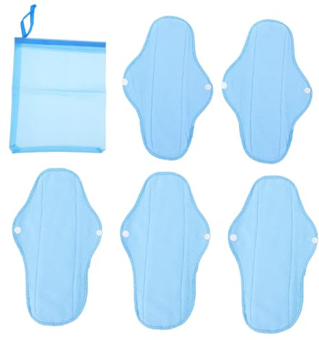 BELLIFFY Wiederverwendbare mit Wasserdichtem Kordelzugbeutel aus Synthetischem Material Damenbinde Atmungsaktiv und Waschbar 6 Stück für Starken Menstruationsschutz