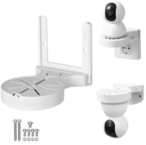 Soporte Camara Vigilancia, Soporte Camara Vigilancia Bebe Soporte para Cámara Exterior e Interior, Montaje de Pared Sin Taladro con Gestión de Cables, Soporte 2-en-1 Casa