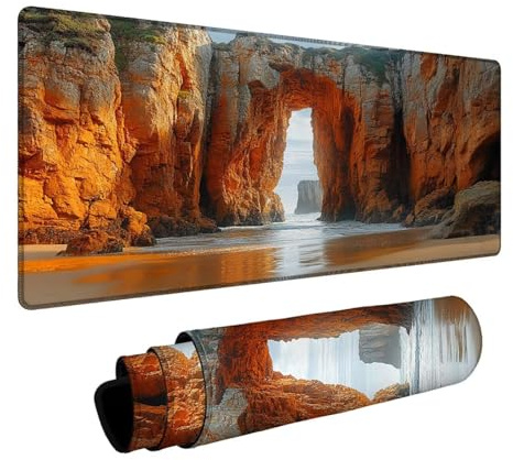 Tapis de Souris Plage Tapis de Souris Gamer Paysage Mouse Pad Bords cousus Précision et Vitesse Améliorées pour Decoration Maison Bureau Pc Portable Pc Gamer Clavier Sans fil 60 x 140 x 0.3cm DBYH6213