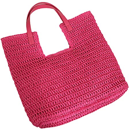 Zkydhbd Bolsos de mano de gran capacidad para mujer, bolso de hombro tejido de paja para mujer, tejido a mano, bolso de playa femenino, bolso a juego para mujer, gran capacidad, hombro playa,, a, One