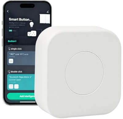 Tuya Smart Button Zigbee 3.0 Kabelloser Szene-Schalter, Kompatibel Mit Alexa, Google Home, 30 M Reichweite, 3 Jahre Batterie-Laufzeit, Kompatibel Mit Tuya Zigbee Gateway, Weiß