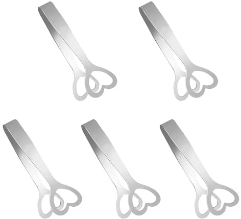 NiuLumea Pinzas de acero inoxidable para azúcar, cubitos de hielo y caramelos, 5 unidades, 105 cm, con forma de corazón, aptas para lavavajillas, para bufés, fiestas, cocinas
