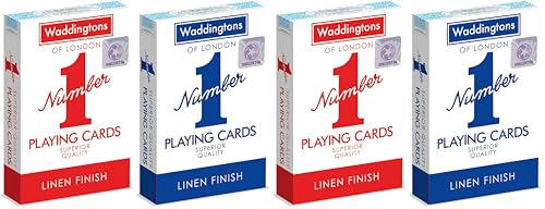 Waddingtons Number 1 Playing Card Game, play fish, slap jack, crazy eights and rummy, Great Travel Companion, Gifts and Toys for Boys, Girls and Adults-Single or 1 Deck of Cards in Red or Blue Colour