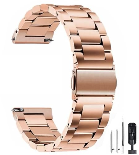 HEYOZURY Edelstahl Uhrenarmband aus Metall Schnellverschluss 16mm 18mm 20mm 22mm 24mm Gebürstetem Massivem Edelstahl Ersatzband für Uhr Damen und Smartwatches Metallarmband,Schwarz, Silber, Gold