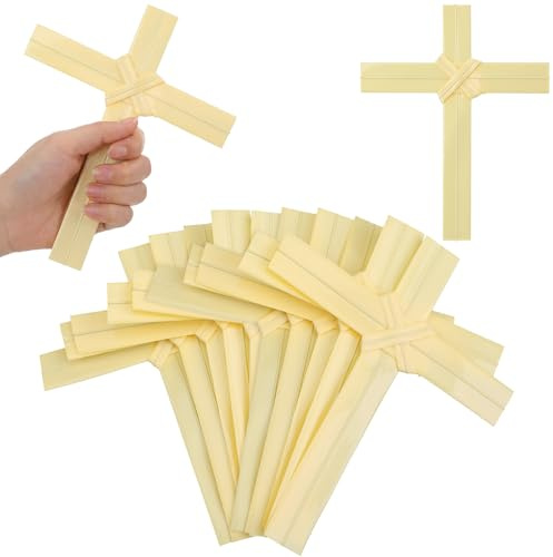 Bucherry 50 cruces artificiales de 8 pulgadas para Domingo de Palma Semana Santa, a granel, Pascua, religiosas, cristianas, oración, hojas, regalo cristiano para la Cuaresma, Semana Santa, Pascua