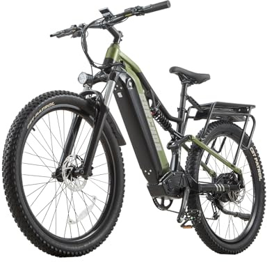 BURCHDA E Bike elektrofahrräder Herren Damen, Ebike 48V 20Ah(960Wh) Akku bis 120km, 27.5x2.8 Zoll Electric Bike 9-Gang Getriebe mit LCD-Display， Vollfederung E Fahrrad 250W Motor 95 N.m 25km/h, B27