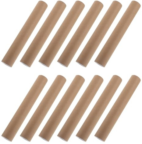 GALPADA 12 Stück Kraftpapier Versandhülsen mit Deckel für Kunstwerke und Karten 1,5 X 12 Zoll Sichere Versandrohre aus Papier mit Endkappen für Mailing und Transport