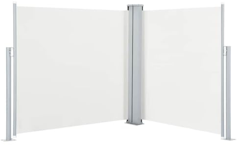 Coespram Tenda da sole laterale estensibile, colore bianco crema, 120 x 600 cm, doppia tenda laterale per giardino, terrazza e balcone, estensibile, protezione dagli sguardi indiscreti e dal vento