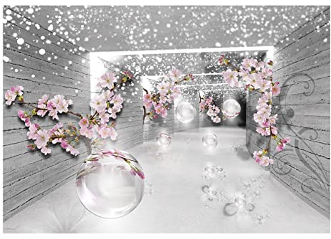 Forwall - Vlies Fototapete Blumen Magischer Tunnel Holz Moderne 368x254 cm - Fototapeten - Tapeten - für Wohnzimmer Schlafzimmer - Vliestapete Wandtapete Tapete 3D Effekt- inkl. Kleister