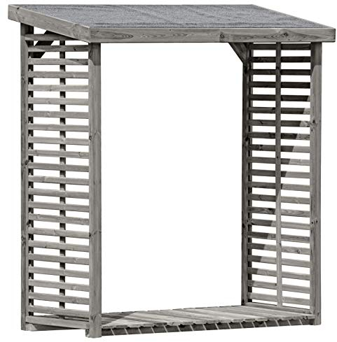 Gartenpirat Kaminholzregal Regal für 2,3 m³ Brennholz aus Holz KDI grau