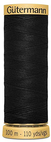 Gutermann Garn aus 100 % natürlicher Baumwolle – 100 m große Auswahl an Farben (schwarz)