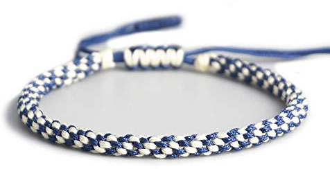 EXINOX Pulsera Tibetana de Nudos | Hombre Mujer | Pulsera Tradicional Budista (Azul)