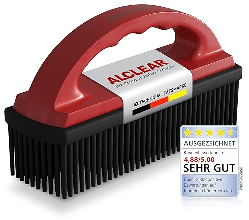 ALCLEAR 9519 Brosse anti-poils d’animaux en silicone – Élimine poils de chiens et chats sur voiture, canapé, tapis et textiles – Réutilisable, douce pour tissus délicats – Poignée ergonomique