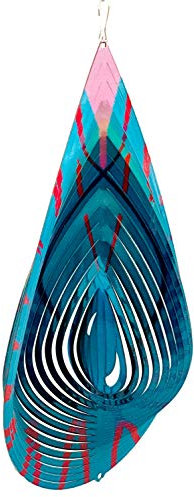Dundee Deco W2208 Moulin à vent dans une boîte cadeau – Décoration 3D à suspendre pour intérieur ou extérieur de jardin – Mandala – Goutte de pluie – Bleu, Rouge, Rose – 30,5 cm – Idée cadeau unique
