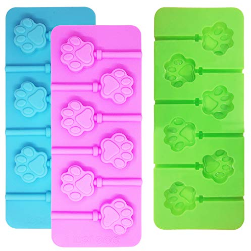 Sonku Lot de 3 moules à sucettes 6 cavités en silicone avec 18 bâtons de ventouse, rose, bleu et vert