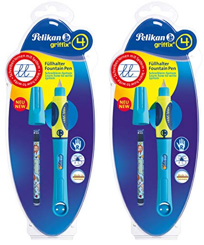 Pelikan 809184 Füller Griffix für Rechtshänder Neon Blau (2er Pack für Rechtshänder)