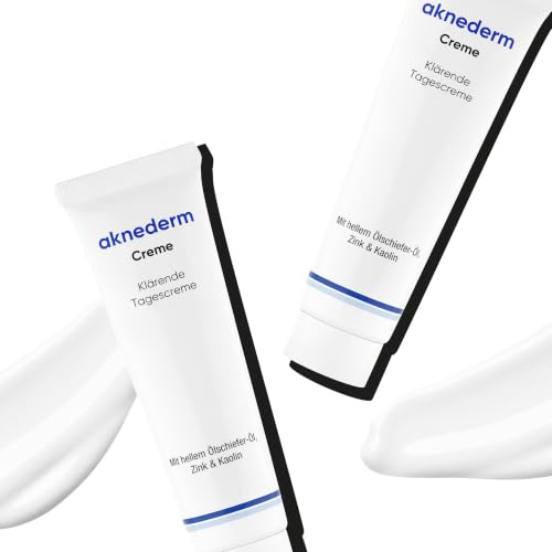 aknederm Creme 2x30g - mattierende Gesichtscreme gegen Pickel & unreine Haut - talgregulierende Feuchtigkeitscreme für ein ebenmäßiges Hautbild - Anti Pickel mit Zinkoxid & ohne Parfüm