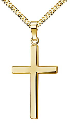 JEVELION Kreuz mit Kette 750 Gold 18 Karat / 18K Gold-Kreuz Ketten-Anhänger + Schmuck-Etui und Zertifikat Mit Kette 45 cm