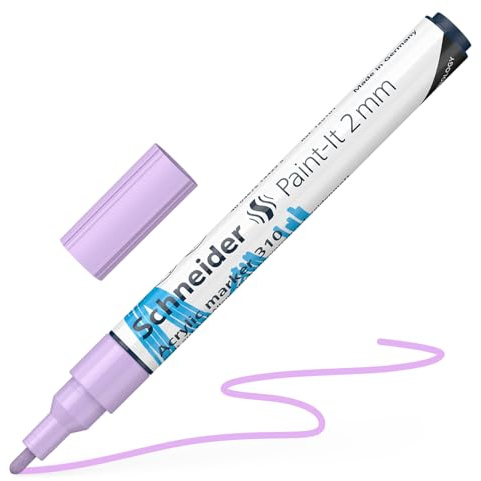 Schneider 120128 Paint-It - Lápiz acrílico (con punta redonda de 2 mm, pinturas acrílicas de alta cobertura para madera, lienzo, piedra, etc.), 1 unidad, color morado pastel