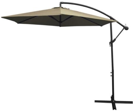 3m freischwingender Sonnenschirm Freischwinger Gartenschirm mit Kippfunktion, Sockel und Hülle im Set Beige