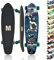 MAXOfit Longboard Atlantis No. 7 - kompaktes Cruiser Board mit stabilem Deck und mittelweichen Rollen - Kicktail für schnelle Turns und TopMount Achsen für hohe Wendigkeit