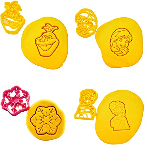 T3D Cookie Cutters Frozen 4pcs Set Cookie Cutters, (Olaf, Elsa, Snow Flake, Anna) Suitable for Cakes Biscuit and Fondant Cookie Mold for Homemade Treats