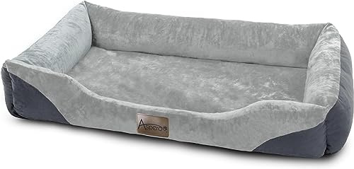 normani Hundebett Hundekissen für kleine, mittelgroße und große Hunde - waschbare Hundekörbchen mit hohem Rand 80x120, 70x100, 60x80, 40x50 Grau 40 cm x 50 cm