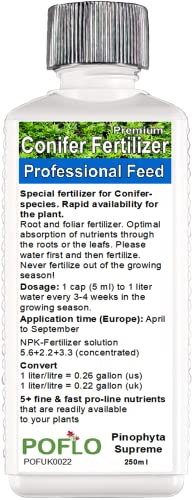 POFLO Conifers Plant Food - Pinophyta Liquid Fertilizer HighTech NPK, Root, Soil, Foliar Fertiliser (250ml) Green