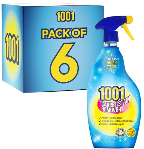 1001 • Carpet Stain Remover • 6 x 500ml | Carpet Stain Remover • Removes Tough Carpet & Upholstery Stains • 6 x 500ml