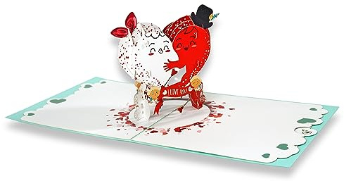 paperdora® 3D Pop-Up-Karte „Valentinstag“ mit Umschlag und Wachssiegel - Karte Glückwunschkarte Grußkarte Geschenkkarte Geschenk Gutschein
