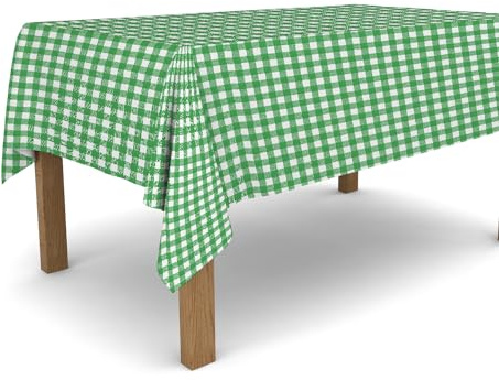 Banzaii Tovaglia Plastificata 140x100 cm, Copritavolo Antimacchia in PVC da Esterno e Interno Facile Da Pulire Nella Misura Che Vuoi - Quadretto Verde