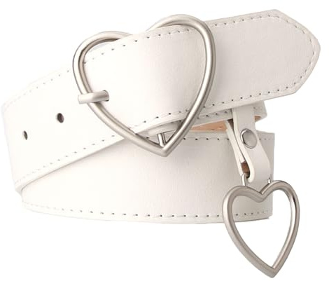 AWOCAN Modischer Damen-Gürtel aus PU-Leder mit herzförmiger Schnalle für Freizeitkleider, Jeans, Hosen, Kleider