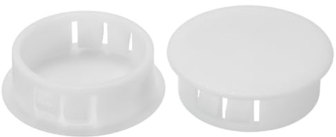 PATIKIL 30 mm (1,2) Plastique Trou Bouchons, 20pcs Affleurant Type Rond Trou Bouchons Couvercle Enclencher Verrouillage Trou Tube pour Table Cuisine Armoire Meuble, Blanc