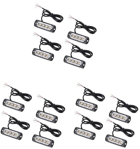Hundnsney 12Pz 4 Luci di Stroboscopio di Recupero Led Luci 12V 24V di Guasto Arancione Griglia Lampeggiante
