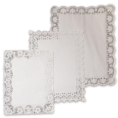 2000 Tortenpapiere Tortenspitzen Spitzenpapiere eckig 40g/m² hochweiß Papier verschiedene Größen (46x36cm)