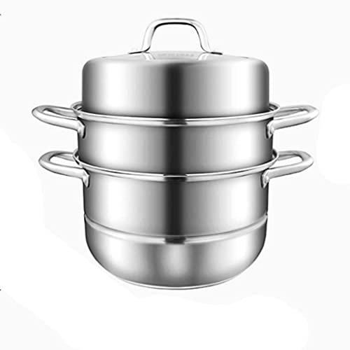 ANSNOW Steamer Pot for Cooking Stainless Steel Steame Stainless Steel 3-Tier/Layer 28Cm Diameter Steamer Cooking Pot, Rice Cooker, Double Boilder, Stack, Steam Soup Pot and Steame