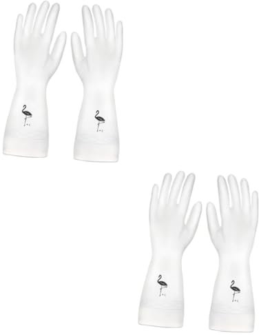 Hoement 2pcs Marigold Cleaning Gloves Style Washable Dusting Gloves for Kitchen Protective Flamingo Pattern