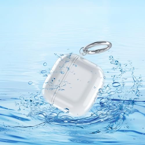 Wanme Hülle Schutzhülle für AirPods 4, Weiche Transparente Cases, Effektiver Stoß- und Kratzschutz, mit Karabiner