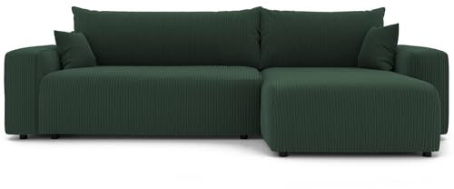 Ecksofa XL mit Schlaffunktion und Bettkasten 278 x 145 cm Beige | 278 x 145 cm, Kiefernholz und MDF, Hoher Sitzkomfort, Wohnen und Schlafen, Integrierter Bettkasten